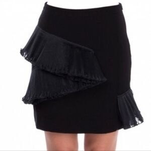 Girgrous Open Ceremony Black Mini Skirt with Black Ruffle Accents
